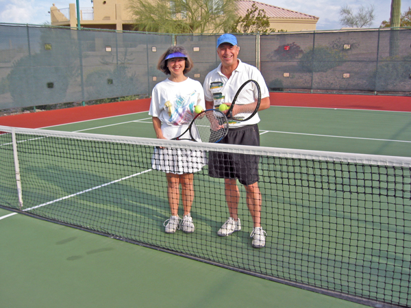 Billy and Akaisha playing tennis in Arizona