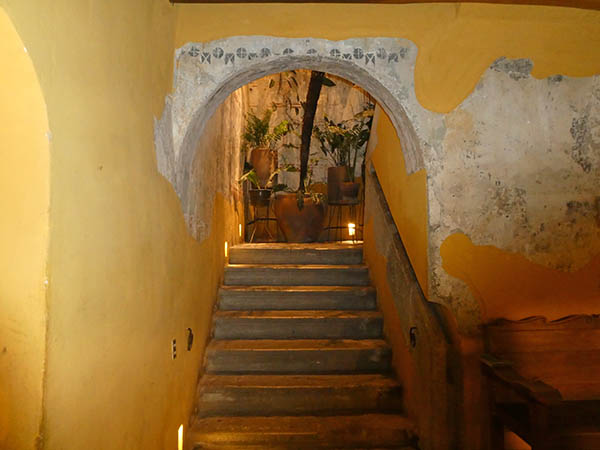 Old staircase leading to Berlina Bistro, Oaxaca, Mexico