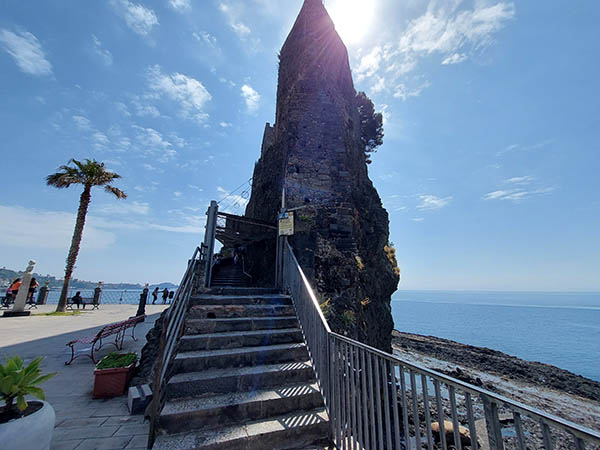 Entrance stairs to Castello Normano, Aci Castello, Sicily