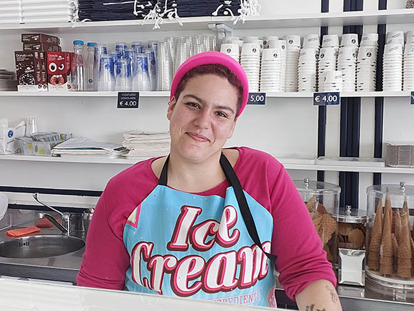young woman gelato scooper
