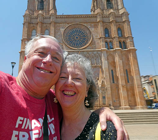 Billy and Akaisha in front of San Jose Obrero Church, Arandas, Mexico