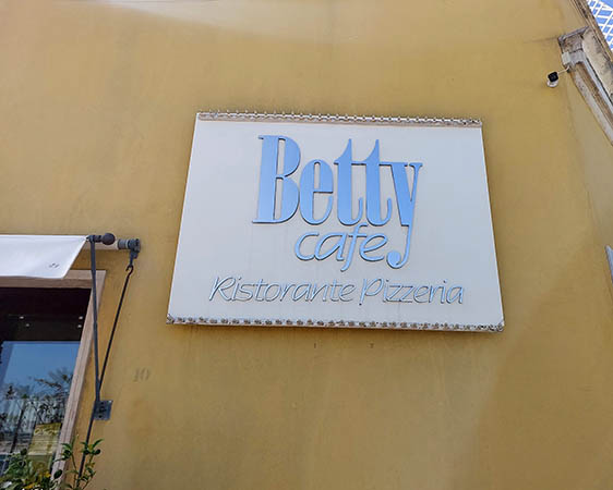 Sign on the wall of Betty Cafe, Brindisi, Italy