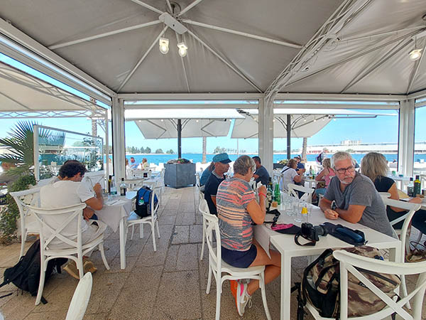 Open air view of the harbor from Betty Cafe, Brindisi, Italy