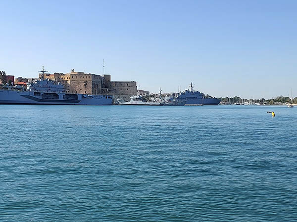 A military ship in Brindisi Harbor, Brindisi, Italy