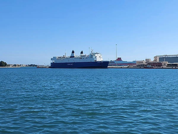 A Naval ship in Brindisi Harbor, Italy