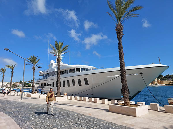 A yacht docked at Brindisi Harbor, Italy