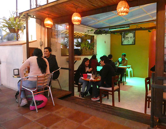 indoor outdoor seating rooftop cafe Lavoe, Oaxaca, Mexico