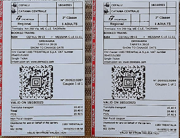 tickets from Cefalu to Catania, Sicily