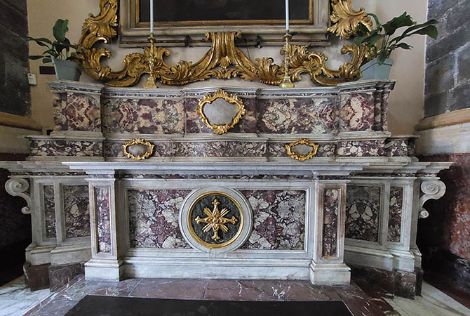 Ornate side altar in St. Agatha Cathedral, Catania, Sicily