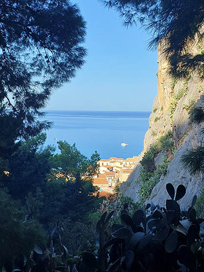 view between the rock at  Rocca di Cefalu, Sicily