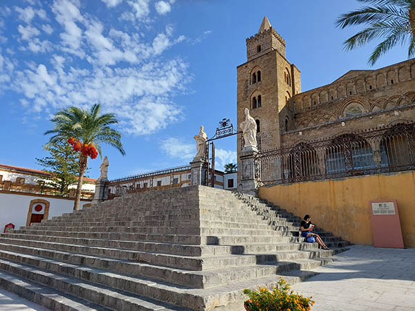 The steps leading up to the Cathedral, Cefalu, Sicily