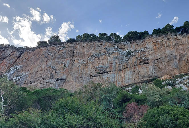View of La Rocca from the harbor, Cefalu, Sicily