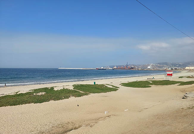 Looking towards the port from Playa Hermosa,  Ensenada, Baja California, Mexico
