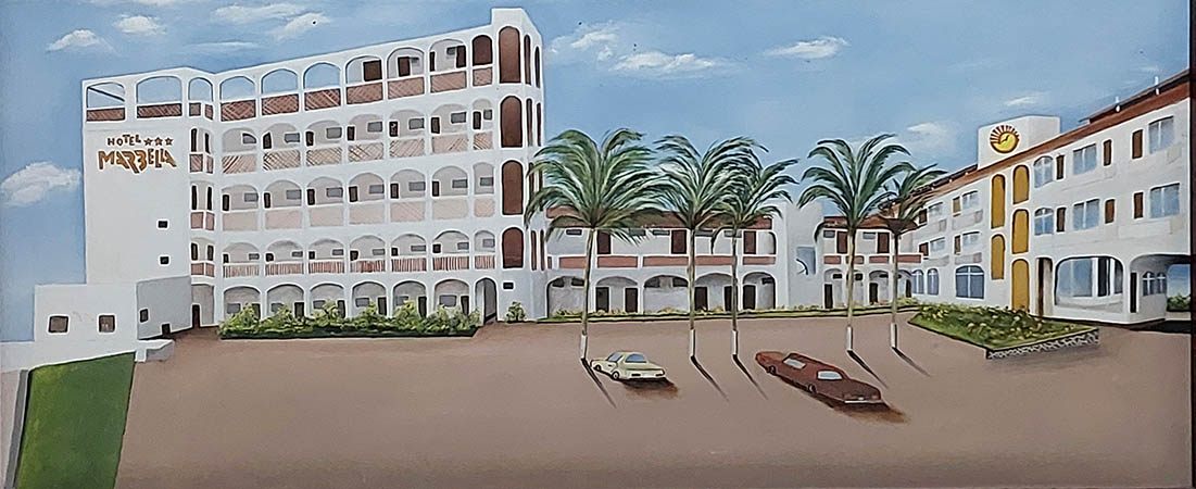 From the parking lot, looking back at Hotel Marbella, Manzanillo, Mexico