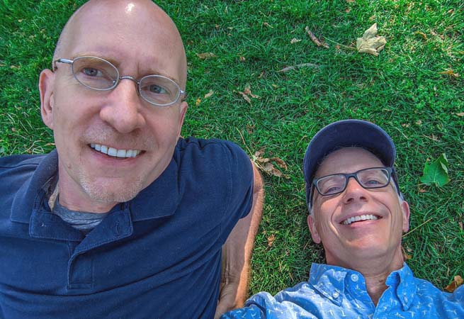 Brent and Michael on the grass