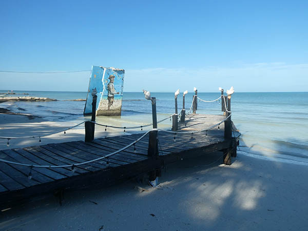 short wharf and remains of lighthouse, Isla Holbox, Quintana Roo, Mexico