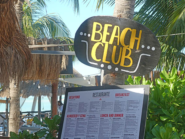 Beach Club menu, Isla Holbox, Quintana Roo, Mexico
