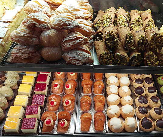 pastries at a bakery in Lecce, Italy