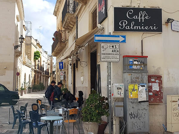 Side view of Caffe Palmieri, Lecce, Italy