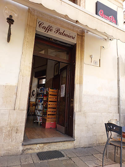 Front door of Caffe Palmieri, Lecce, Italy