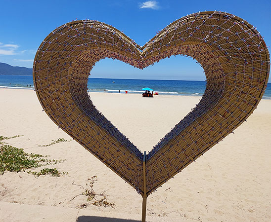 Rattan heart on China Beach, DaNang, Vietnam