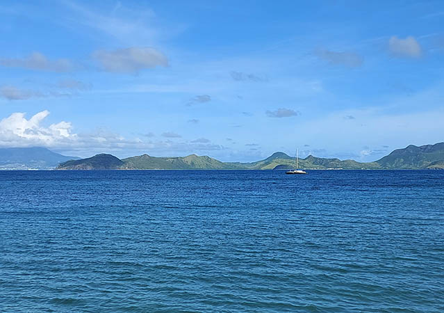 View of St. Kitts from Pinney's Beach, Nevis, West Indies