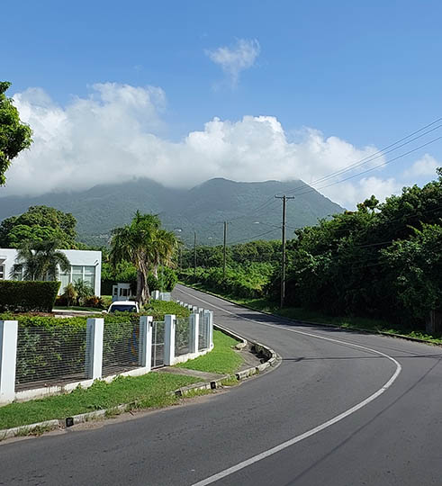 Main road just outside Hamilton Villas and Spa entrance, Nevis, West Indies