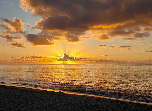 Stunning sunset at Hamilton Beach Villas and Spa, Nevis, West Indies