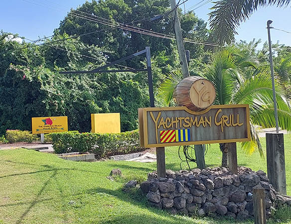 Sign for Yachtsman Grill at Hamilton Beach Villas and Spa, Nevis, West Indies