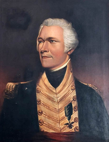 A painting of Alexander Hamilton, Nevis, West Indies