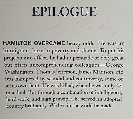 Epilogue for Alexander Hamilton, Nevis, West Indies