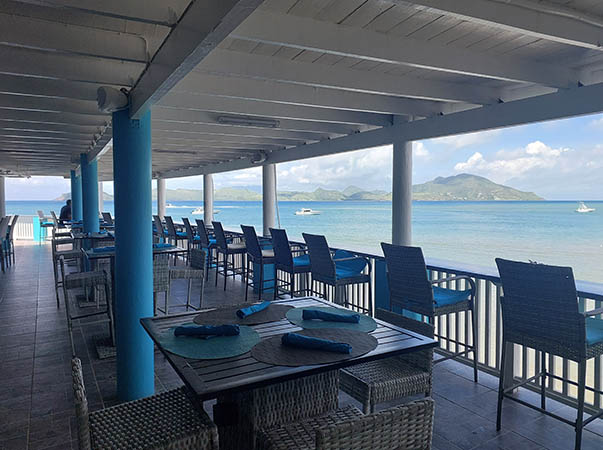 Beautiful view of the sea and St. Kitts from On The Rocks Bar and Lounge, Nevis, West Indies