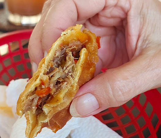 sweet chili pork patty at Rosie's Pattys, Nevis, West Indies