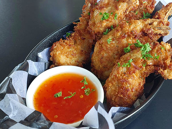 Daily special crispy shrimp at Rosie's Pattys, Nevis, West Indies
