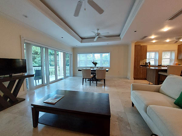 Dining room, living room, kitchen at Hamilton Villas on Nevis, West Indies
