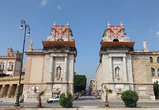 Another angle of Porta Felice in Palermo, Sicily