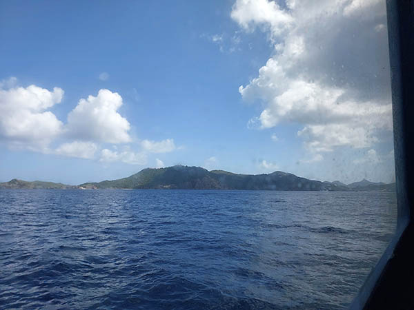 Looking out the Great Bay Express ferry window on the way to St. Barth