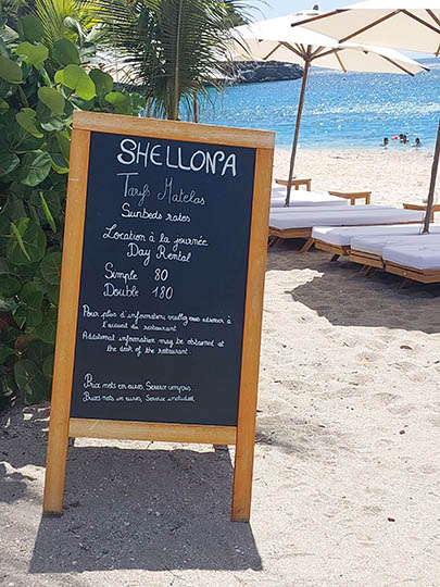 Chalkboard menu, Shellona Restaurant, St. Barth