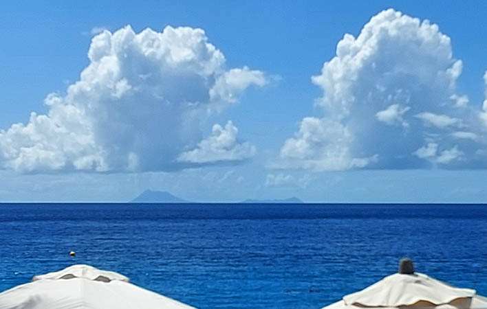 The Bottom and Oranjestad Islands from Shellona Restaurant, St. Barth