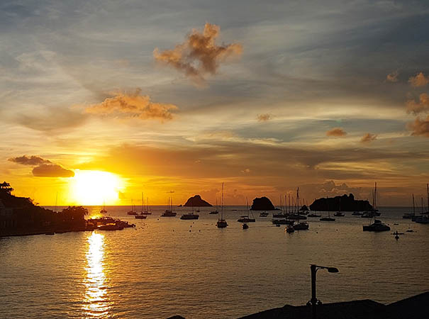 Classic sunset at Gustavia Harbor, St. Barth
