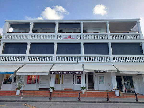 The front of Sunset Hotel, St. Barth