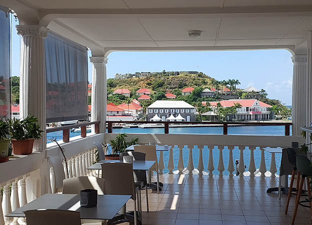 View of the harbor at Sunset Hotel, St. Barth