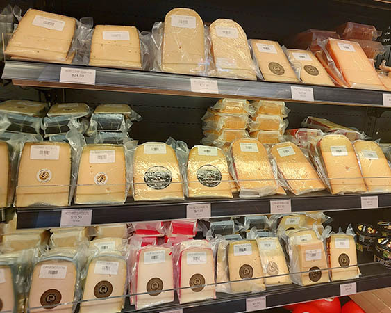 various flavors of Gouda cheese, Amsterdam Cheese and Liquor Store, Philipsburg, Sint Maarten