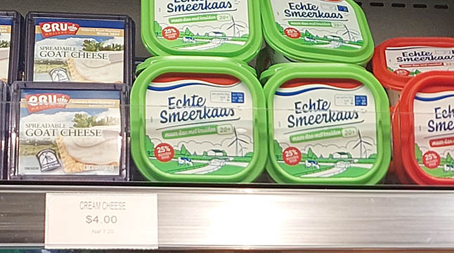 Goat and cow cream cheese, Amsterdam Cheese and Liquor Store, Philipsburg, Sint Maarten