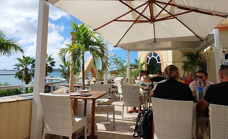 The view from our rooftop table, La Terrasse, St. Martin