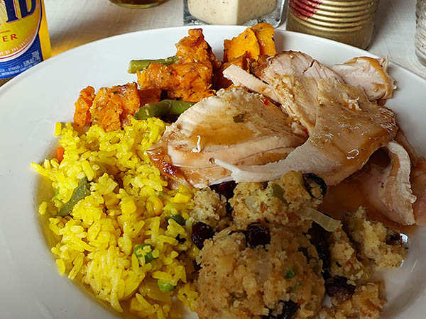 Thanksgiving meal at Sheika's Bistro, St Maarten