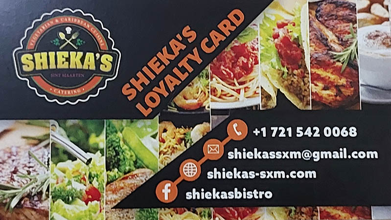 Advertisement for Sheika's Bistro, St Maarten
