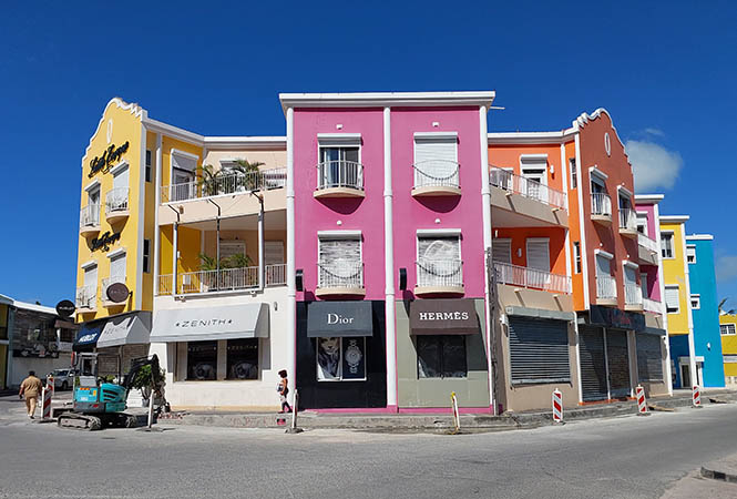 Little Europe collection of colorful buildings, Sint Maarten