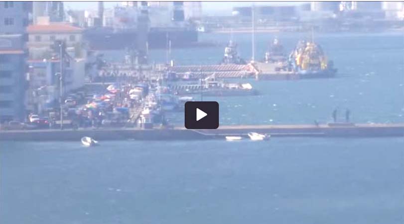 View of Veracruz port from hotel room, Mexico