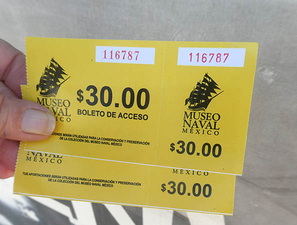 two tickets of INAPAM price to the Naval Museum, Veracruz, Mexico